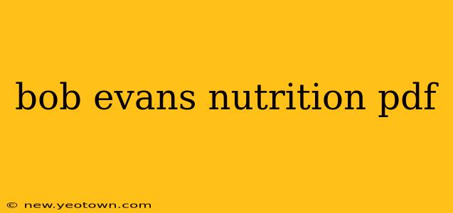bob evans nutrition pdf