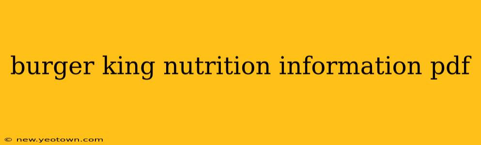 burger king nutrition information pdf
