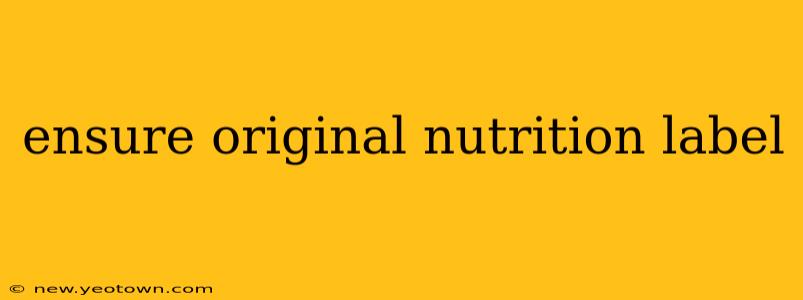 ensure original nutrition label