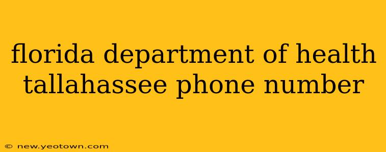 florida department of health tallahassee phone number