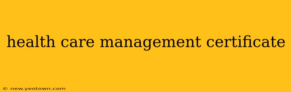 health care management certificate