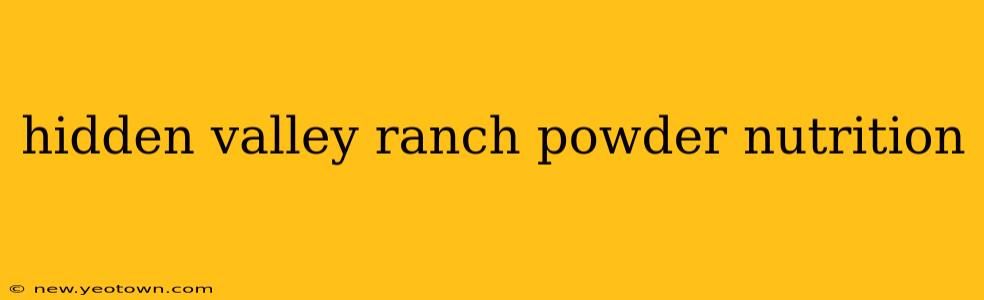 hidden valley ranch powder nutrition