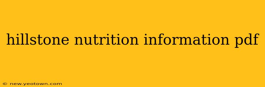 hillstone nutrition information pdf