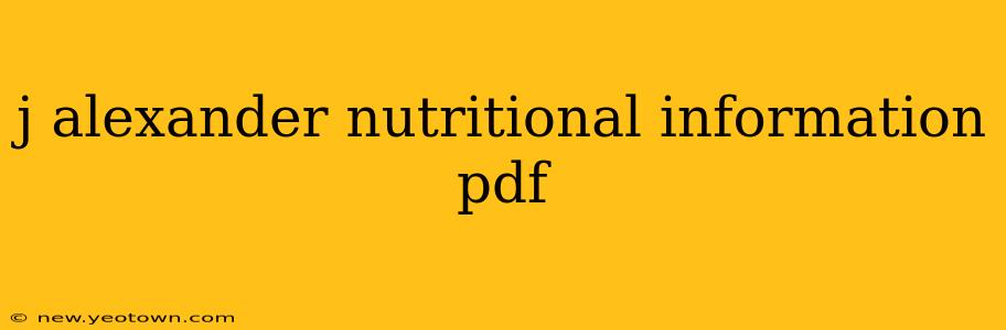 j alexander nutritional information pdf