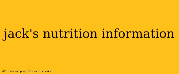 jack's nutrition information