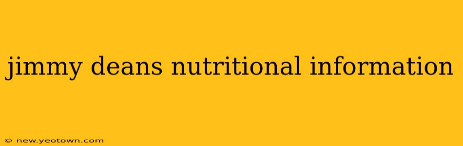 jimmy deans nutritional information