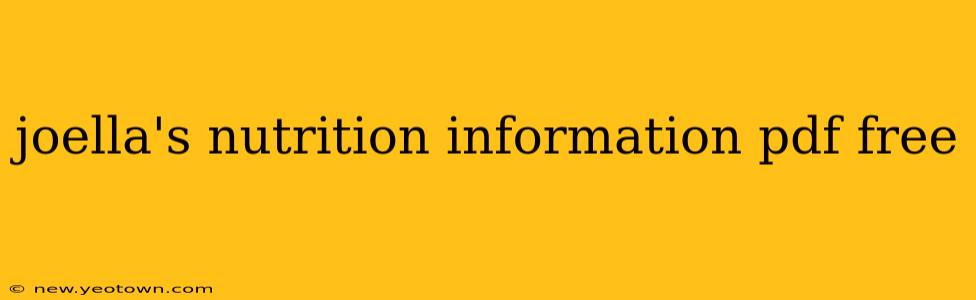 joella's nutrition information pdf free