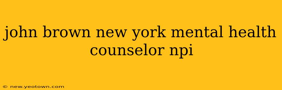 john brown new york mental health counselor npi