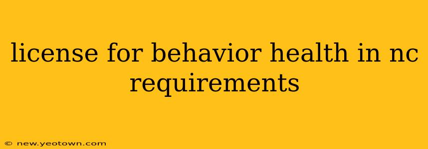 license for behavior health in nc requirements