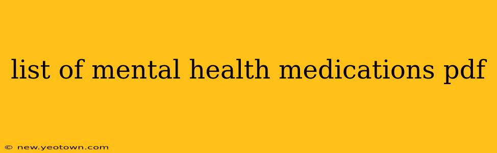 list of mental health medications pdf