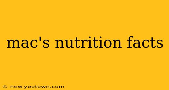 mac's nutrition facts