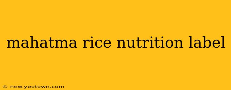mahatma rice nutrition label