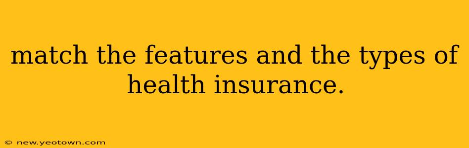match the features and the types of health insurance.
