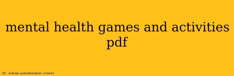mental health games and activities pdf
