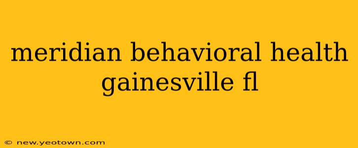 meridian behavioral health gainesville fl