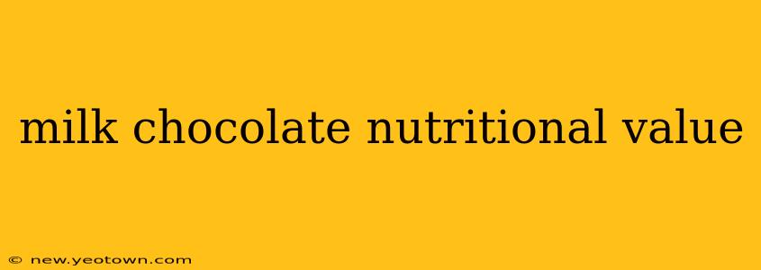 milk chocolate nutritional value
