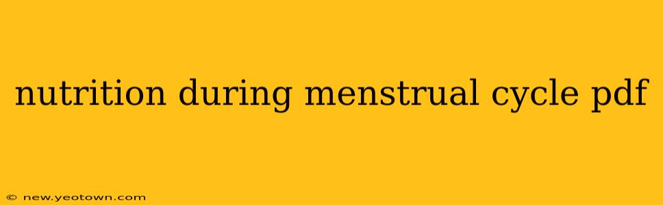 nutrition during menstrual cycle pdf