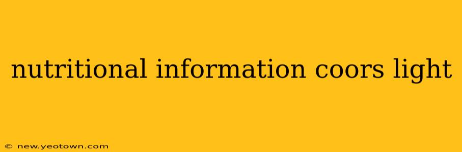 nutritional information coors light