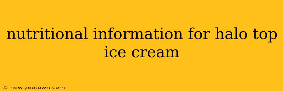 nutritional information for halo top ice cream