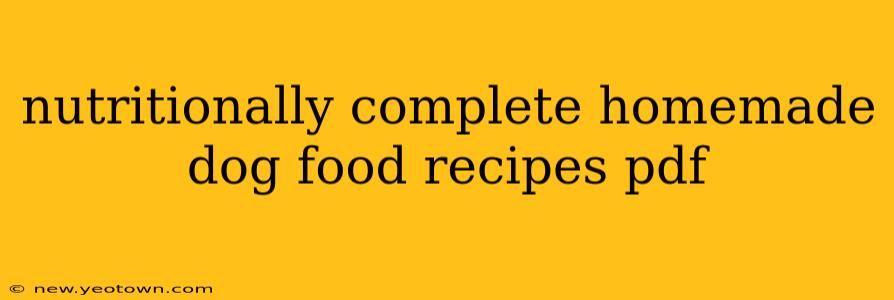 nutritionally complete homemade dog food recipes pdf