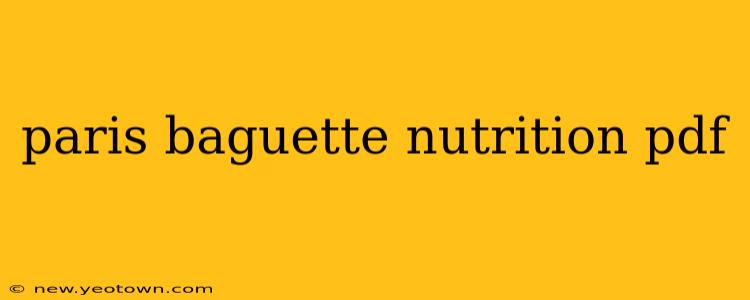 paris baguette nutrition pdf