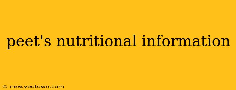 peet's nutritional information