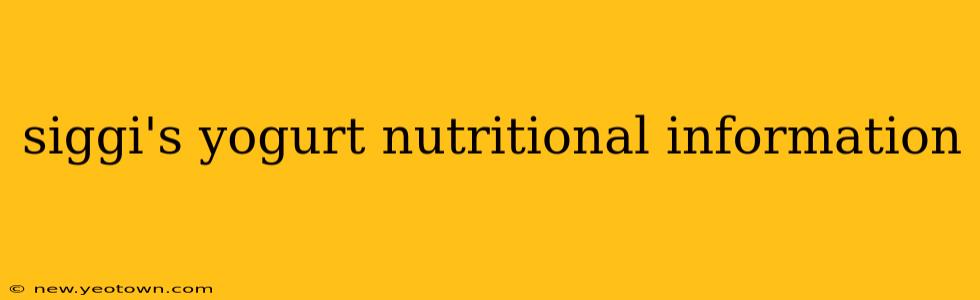 siggi's yogurt nutritional information
