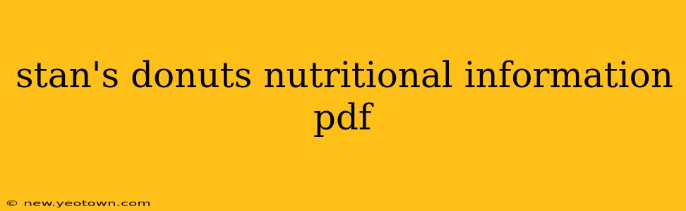 stan's donuts nutritional information pdf