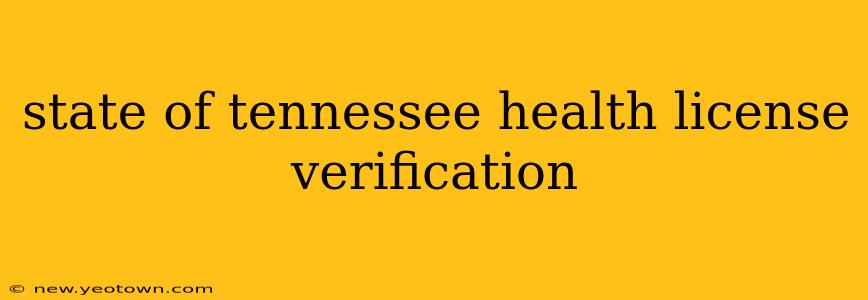 state of tennessee health license verification