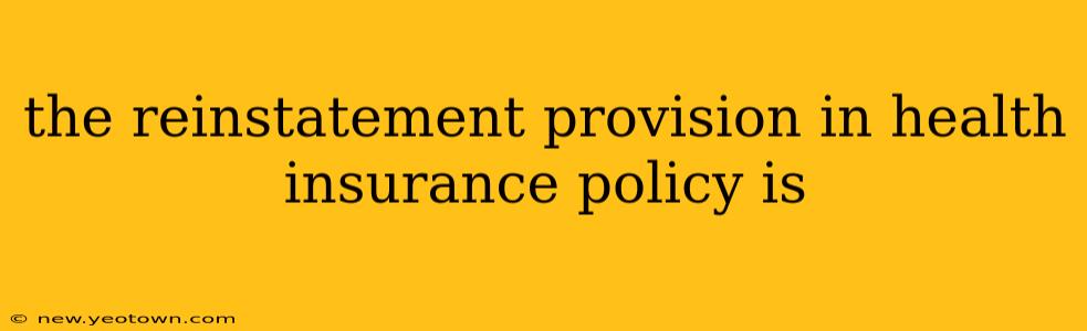 the reinstatement provision in health insurance policy is