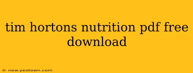 tim hortons nutrition pdf free download