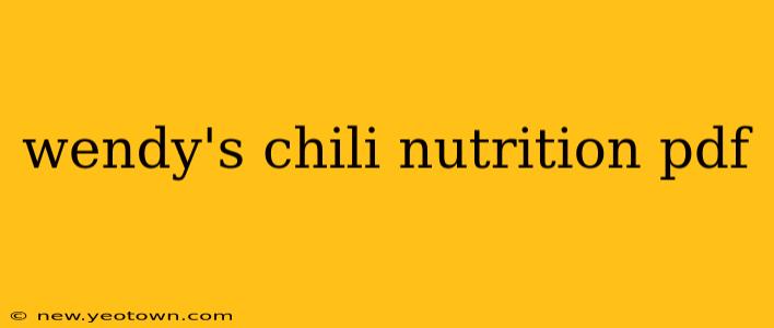 wendy's chili nutrition pdf